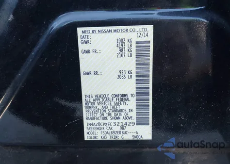 2015 Nissan Leaf S z USA, uszkodzony, nr VIN 1N4AZ0CPXFC321429